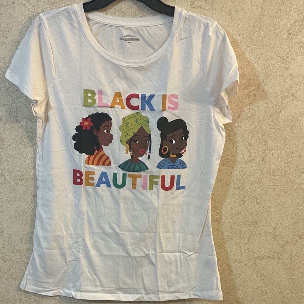 Black Is Beautiful Graphic T-Shirt Women's Size L White Short Sleeve Melanin